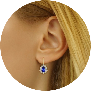 Zlaté náušnice slzičky SILVEGO s přírodním modrým topazem Swarovski® Gemstones++